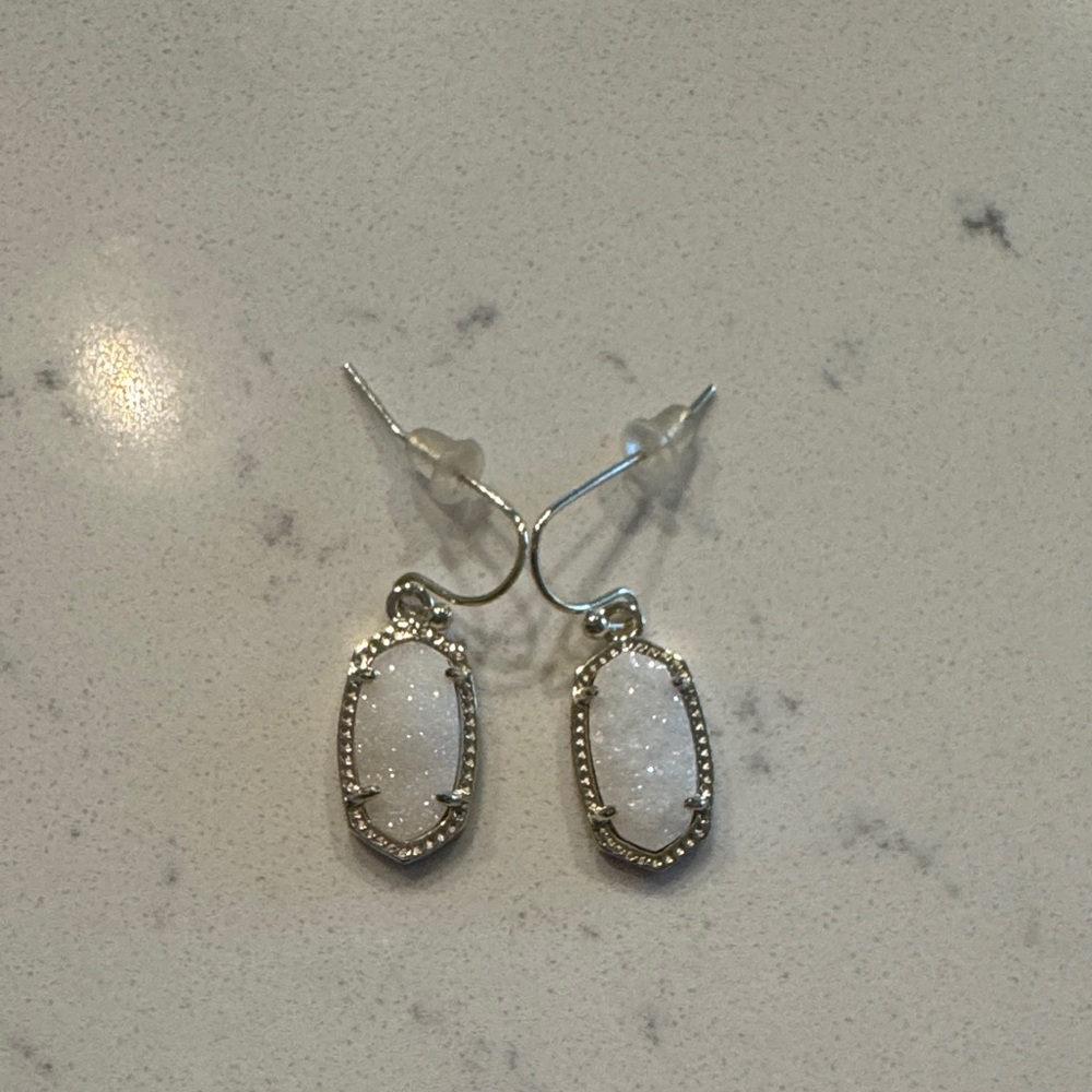 Kendra Scott Silver and White Dangle Earrings